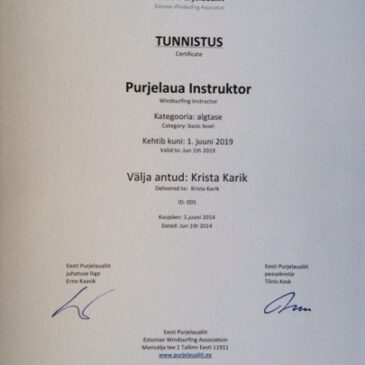 “Ametlikult atesteeritud purjelaua instruktor” 02.06.14
